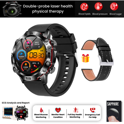 AI Medical Diagnosis Smart Watch 2024 New Blood Lipids Uric Acid Blood Glucose Watch - ECG+PPG Fitness Tracker