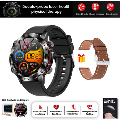 AI Medical Diagnosis Smart Watch 2024 New Blood Lipids Uric Acid Blood Glucose Watch - ECG+PPG Fitness Tracker