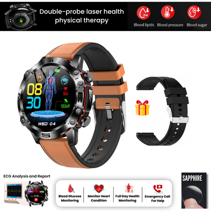 AI Medical Diagnosis Smart Watch 2024 New Blood Lipids Uric Acid Blood Glucose Watch - ECG+PPG Fitness Tracker