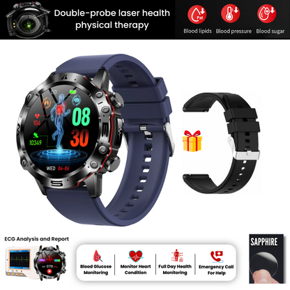 AI Medical Diagnosis Smart Watch 2024 New Blood Lipids Uric Acid Blood Glucose Watch - ECG+PPG Fitness Tracker