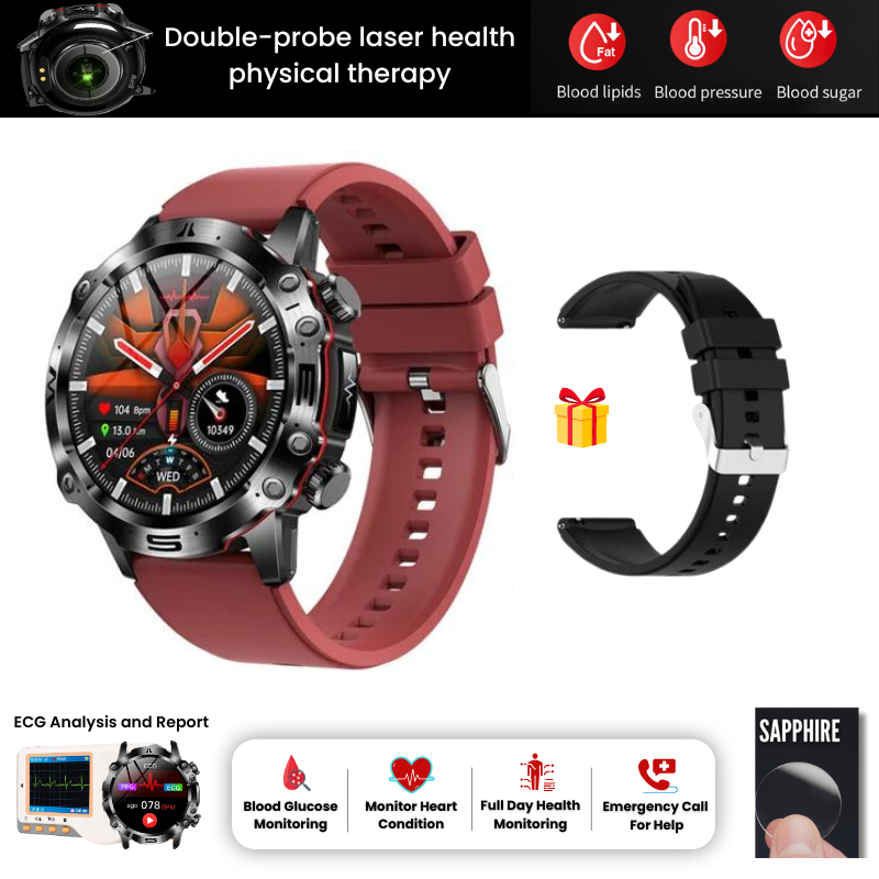 AI Medical Diagnosis Smart Watch 2024 New Blood Lipids Uric Acid Blood Glucose Watch - ECG+PPG Fitness Tracker