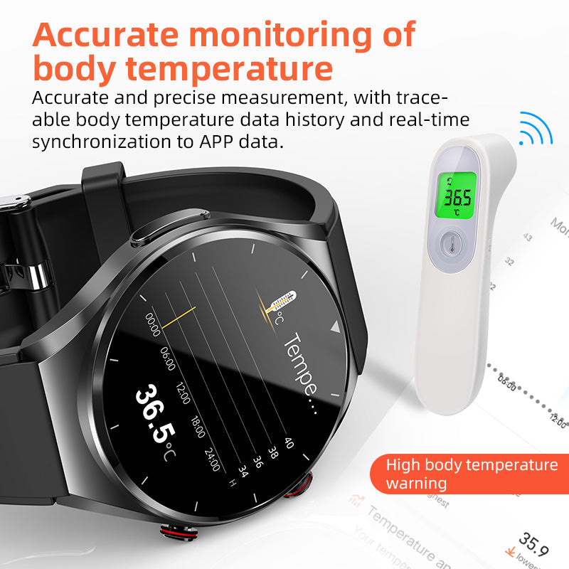 One-click Blood Pressure Blood Sugar ECG/EKG HRV Heart Rate Monitor Health Smart Watch