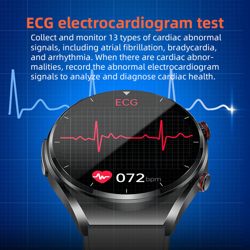 One-click Blood Pressure Blood Sugar ECG/EKG HRV Heart Rate Monitor Health Smart Watch