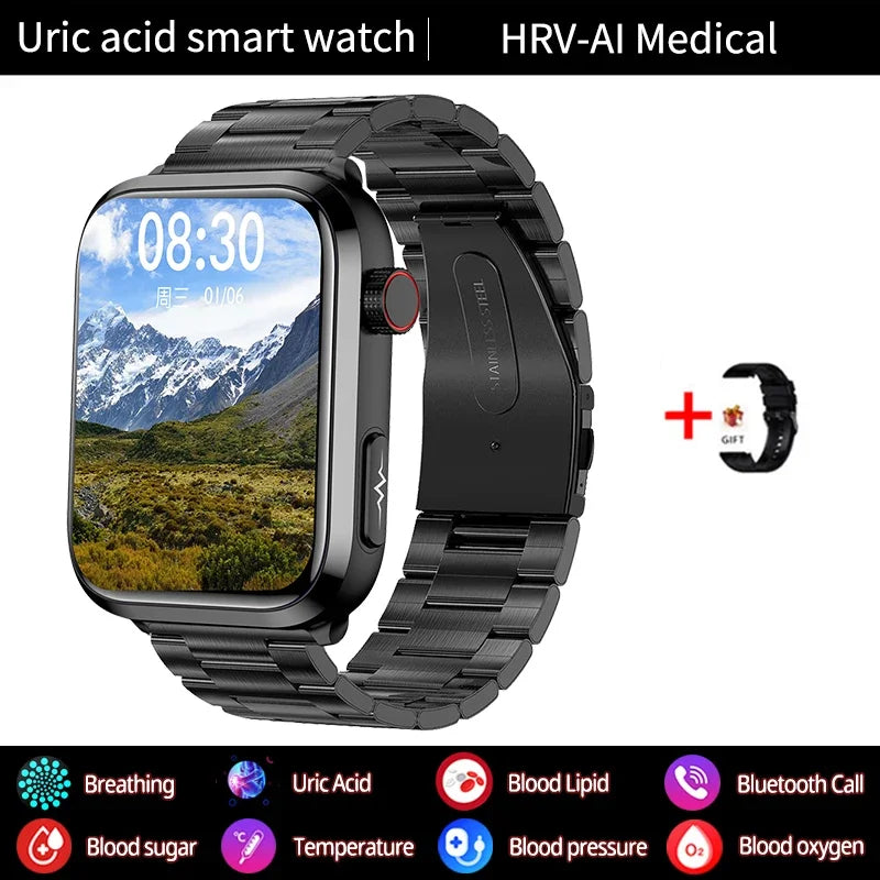 BioHealth Plus® - Lipids Uric Acid Blood Glucose Monitoring Smart Watch - ECG+PPG Fitness Tracker