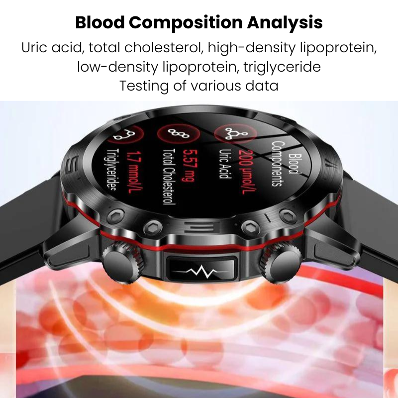 AI Medical Diagnosis Smart Watch 2024 New Blood Lipids Uric Acid Blood Glucose Watch - ECG+PPG Fitness Tracker